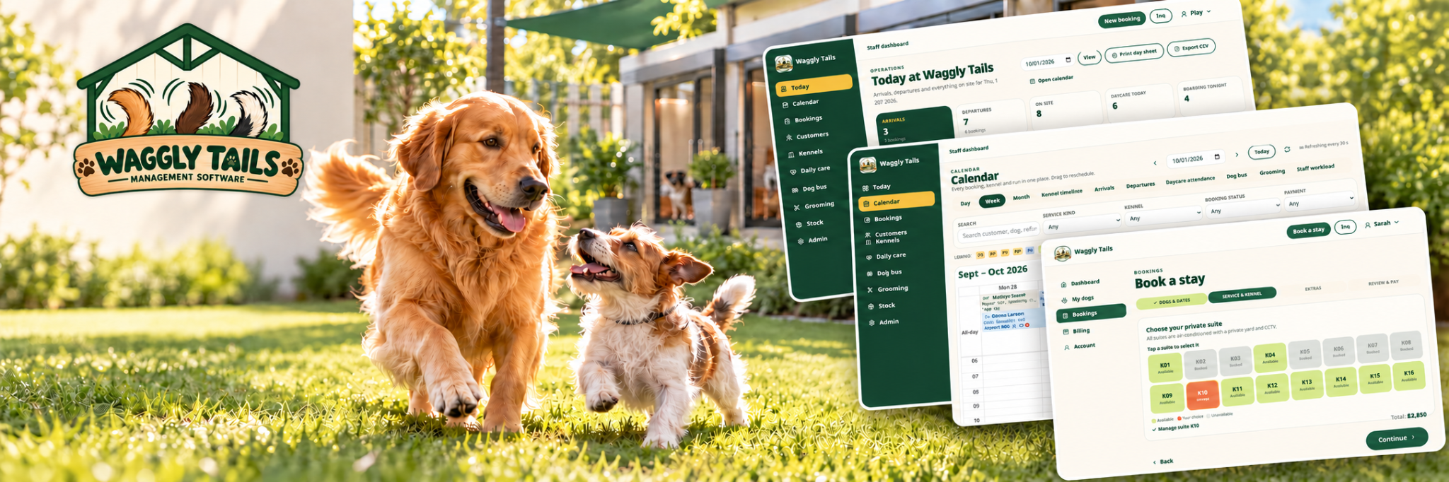 Waggly Tails dog daycare management software