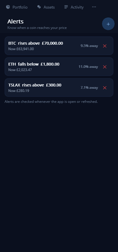 YourBags screenshot: price alerts