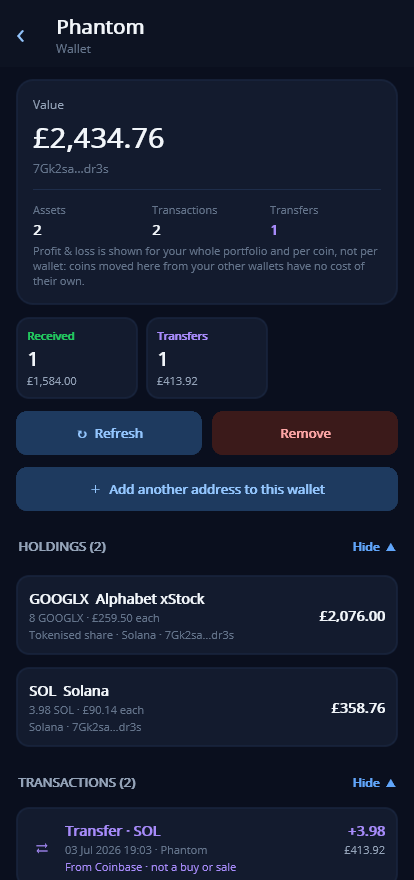 YourBags screenshot: solana wallet