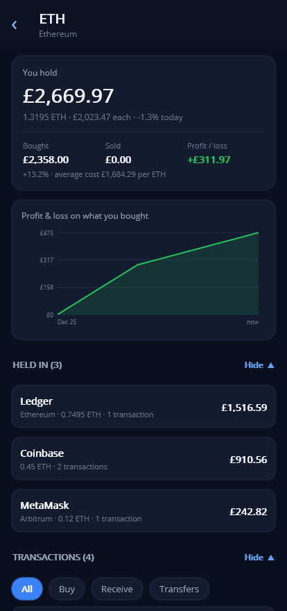 YourBags screenshot: ethereum detail